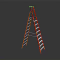 Red Aluminum Step Ladder With Sturdy Construction And Non Slip Rungs