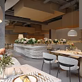 Elegant Modern Restaurant Interior With Large Windows Floral Arrangements Tables And Chairs