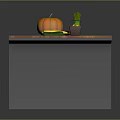Wooden Dining Table Decorated With Pumpkin Small Fruits And Leaves