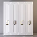 Elegant Modern White Dresser with Vertical Stripes and Gold Handles