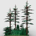 LEGO toy blocks pine forest trees plants grass greening 3d model