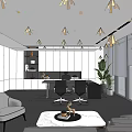 Modern Office Interior With Desk Chairs Plants And Large Windows 3d model
