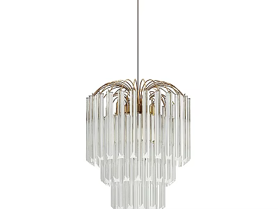 Modern Chandelier with Clear Glass Tubes and Gold Accents Tiered Design 3d model