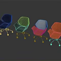 Modern Stylish Comfortable Chairs With Gray White Orange Colors And Metal Legs