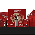 Glamour Themed Red Photo Check in Spot With Welcome Sign And Female Model