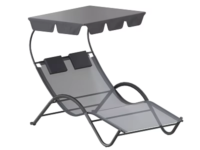 Outdoor Lounge Chair with Gray Canopy Metal Frame and Mesh Design 3d model