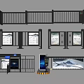 Various Modern Entry Control Equipment With Gates Display Screens And Advertising Panels 3d model