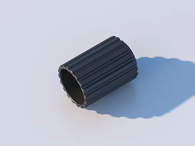 Black Ribbed Cylindrical Industrial Sleeve With Serrated Edge On Light Background 3d model