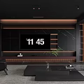 Modern Black Open Concept Dining Kitchen Interior With Island Cabinets Pendant Lights And Wine Rack