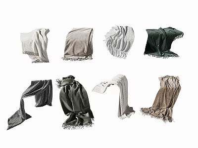 Collection Of Various Colored Scarves In Different Styles And Folds 3d model
