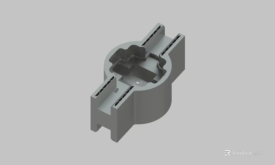Gray Structural Mechanical Component With Circular Base And Connecting Arms Design 3d model