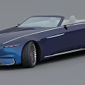 Blue Convertible Car With Open Top Light Blue Seats White Stripes And Spoke Wheels