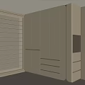 Modern Wardrobe Design with Beige Cabinet Doors Drawers and Window Blinds