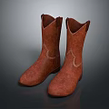 Brown Leather Cowboy Boots With Classic Stitched Design For Daily Use