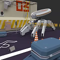 Electronic Mechanical Device With Multiple Legs Container Traffic Cones Cases And Warning Stripes