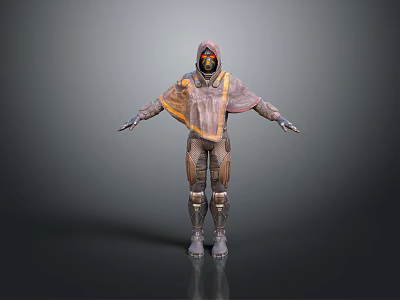 Futuristic Armored Character With Cape And Detailed Armor Design In 3D Render 3d model