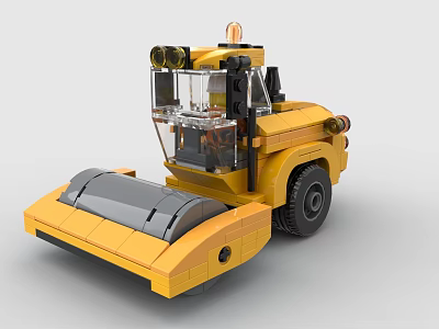 Lego toy building blocks road roller construction machinery bulldozer 3d model