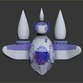 Futuristic White Purple Aircraft Toy With Transparent Blue Cockpit And Glowing Wings