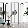 New Chinese-style partition screen partition combination 3d model