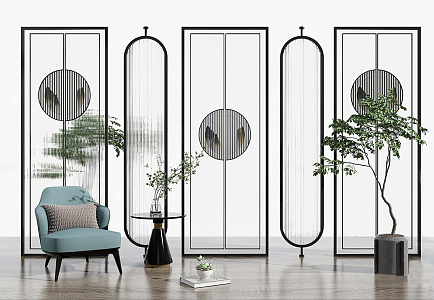 New Chinese-style partition screen partition combination 3d model