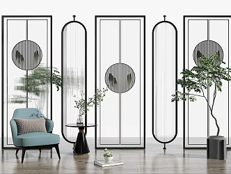 New Chinese-style partition screen partition combination 3d model