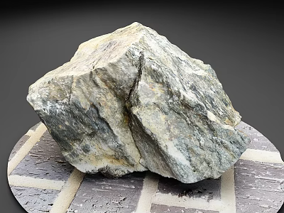 Natural Gray Greenish Rockery Stone With Rough Texture On Checkerboard Platform 3d model