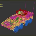 Military Green Armored Vehicle With Six Wheels Turret And Antennas Design