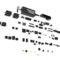 Disassembled Mobile Phone Digital Components Including Battery Camera Module Circuit Board And Small Parts 3d model