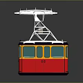 Vibrant Red And Yellow Cable Car Exterior With Metal Frame Top And Windows