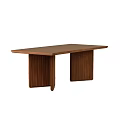 Modern Solid Wood Dining Table With Rectangular Top And Textured Wide Legs