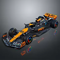 Orange and Black McLaren Formula One Racing Car with Aerodynamic Design and Streamlined Body