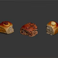 Appetizing Pastries With Red Glaze And Yellow Accents On Dark Background