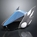 Modern Abstract Metal Sculpture With Futuristic Geometric Design Blue Black Silver Finish