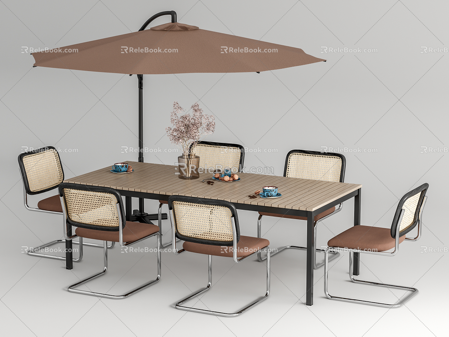 Modern Outdoor Table and Chair Rattan Outdoor Table and Chair Combination Sunshade model