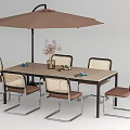 Modern Outdoor Table and Chair Rattan Outdoor Table and Chair Combination Sunshade 3d model