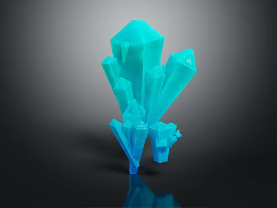 Turquoise Blue 3D Rendered Crystal Cluster With Geometric Shapes And Glossy Surface 3d model
