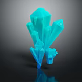 Turquoise Blue 3D Rendered Crystal Cluster With Geometric Shapes And Glossy Surface