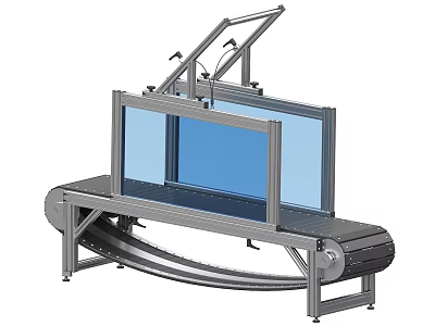 Pet Toys Production Line With Conveyor Belt Metal Frame And Transparent Panels 3d model