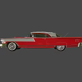 Red Classic Car With Chrome Accents Retro Design Vintage Body Lines And Tailfin Detail
