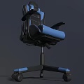 Ergonomic Black And Blue Gaming Chairs With Adjustable Backrest And Wheels