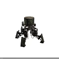 Camouflage Military Robot With Turret Structure Multi Mechanical Legs Star Emblem And American Flag
