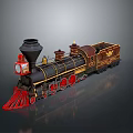 Vintage Steam Train Model With Black Red And Gold Decorative Details