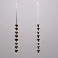 Two Modern Chandeliers With Multiple Black Cones Vertically Arranged Illuminated Against Gray Background 3d model