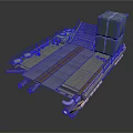 Industrial Platform Structure With Wooden Deck Stairs Containers And Railings