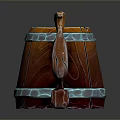 Decorative Wooden Barrel Shaped Mug With Wood Grain Texture Metal Bands And Curved Handle