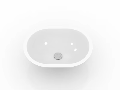 Modern White Oval Bathroom Washbasin With Central Drain And Faucet Holes 3d model