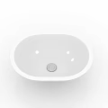 Modern White Oval Bathroom Washbasin With Central Drain And Faucet Holes