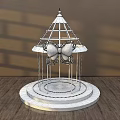 Interactive Zone Carousel Style With Red Blue Metal Frame Spire Top Circular Base Bow Decoration