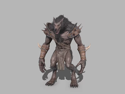Game Movie Character Wolf Like Monster With Spikes Leather Armor And Sharp Claws Ferocious Appearance 3d model