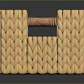Woven Beige Storage Basket With Pink Handles For Home Organization